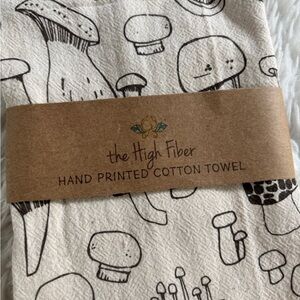 Mushroom Hand Printed Cotton Towel (Hand or Dish)
